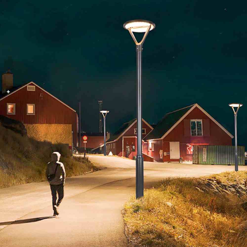 Lampes solaires à poteau rond | Lampadaires solaires extérieurs pour allées