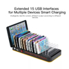 Station de chargement multi-appareils avec 15 ports USB