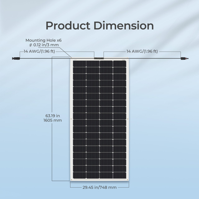 Kit de panneaux solaires monocristallins semi-flexibles pliables de 200 watts 12 volts pour utilisation marine de yachts de toit de voiture