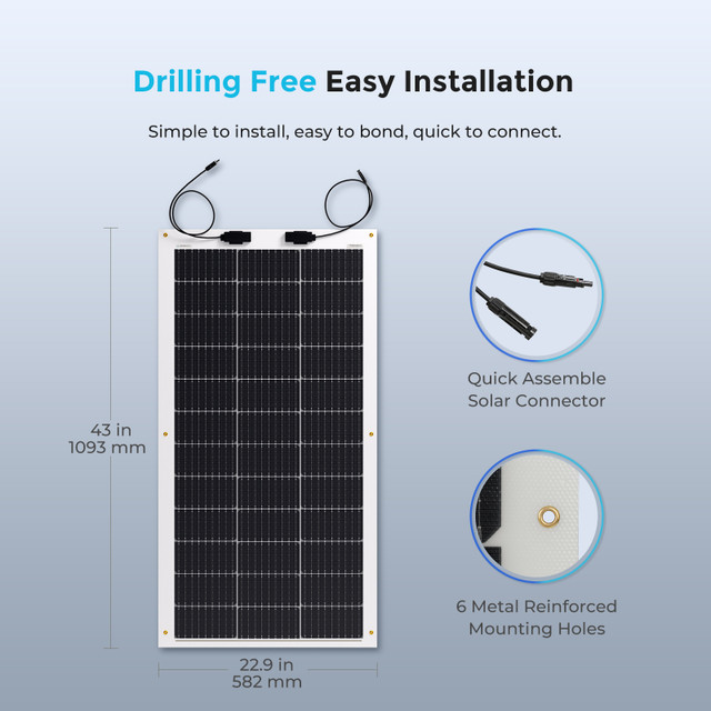 Panneaux solaires Etfe monocristallins photovoltaïques flexibles Hinergy 100 watts 12 volts pour l'installation de Marien de bateaux de camping-car