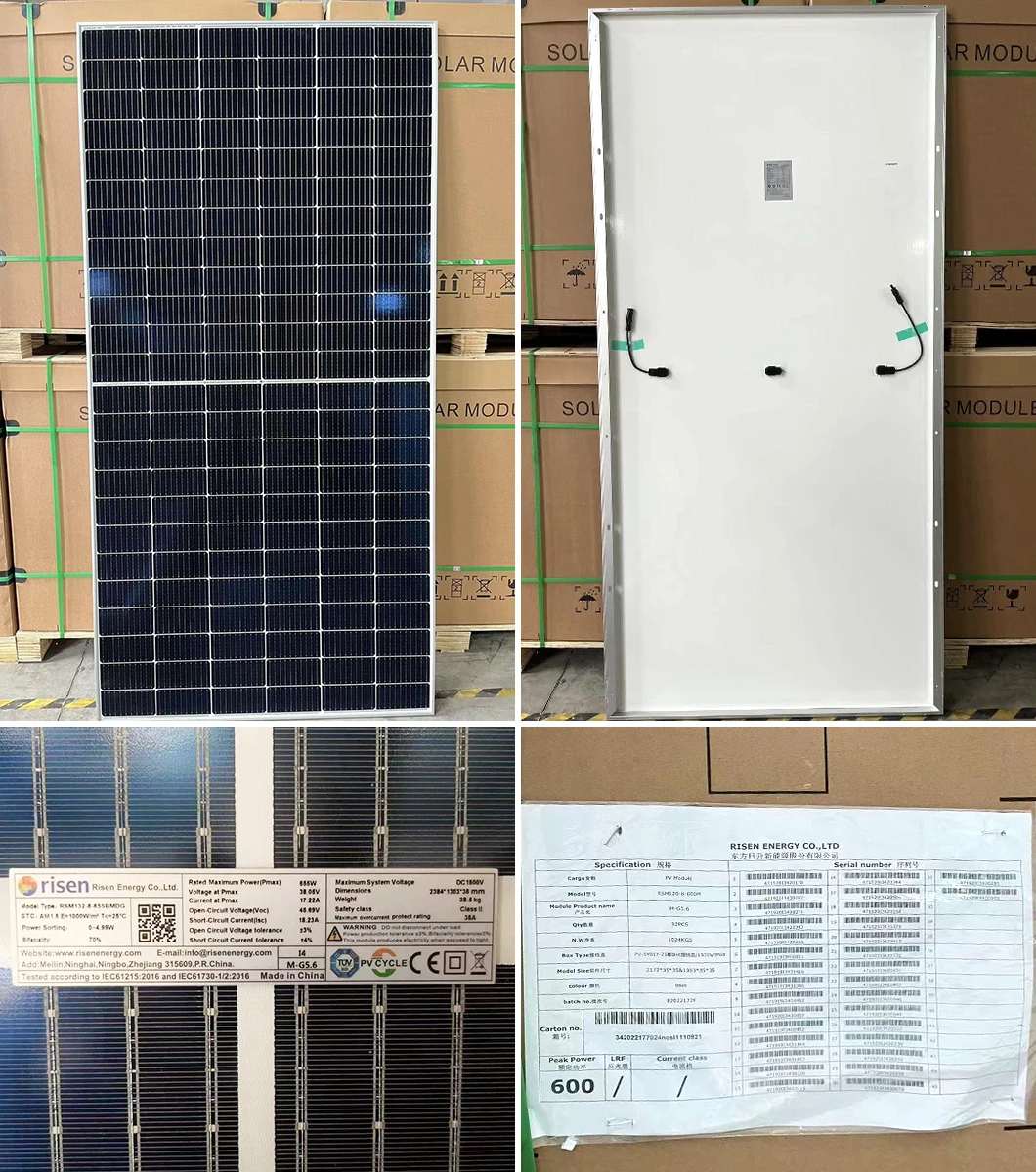 Prix ​​du panneau solaire photovoltaïque bifacial monocristallin Risen Energy de 700 watts