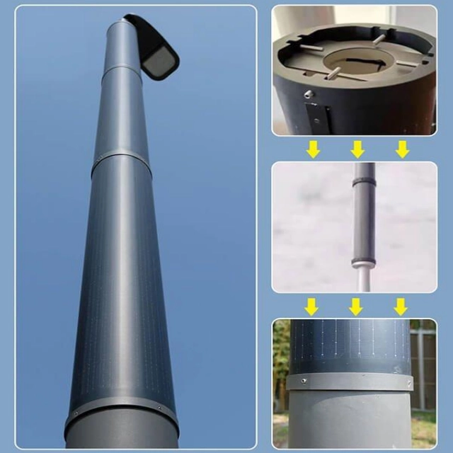 Panneau solaire cylindrique 360° | Solution photovoltaïque verticale pour poteaux solaires intelligents