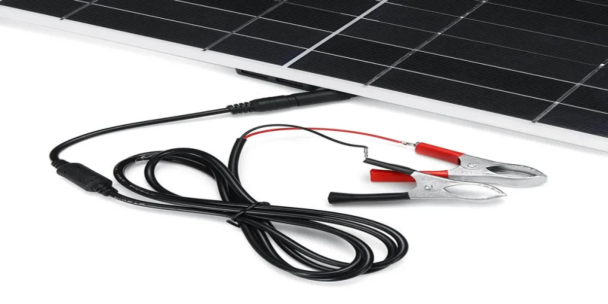 C&acirc;ble clip pour mini panneau solaire avec pinces crocodiles pour connexion de la batterie